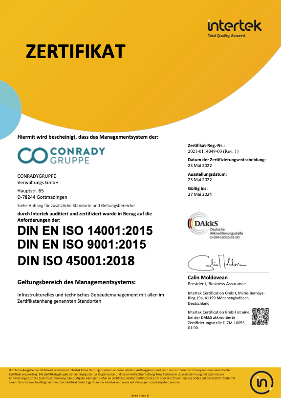 Zertifikat Conrady Gruppe