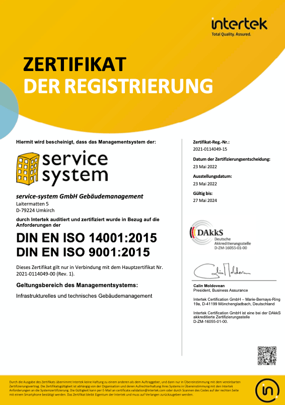 Zertifikat service system
